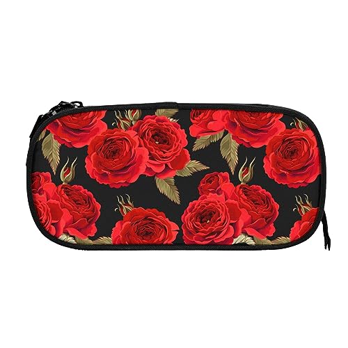 PAQGSREM Federmäppchen mit Rosen-Motiv, großes Fassungsvermögen, Stiftehalter, Federmäppchen, Organizer, Reißverschluss, Kosmetik, Make-up, Aufbewahrungstasche, Rot, Siehe Abbildung, Einheitsgröße, PAQGSREM Federmäppchen mit Rosen-Motiv, großes Fassungsvermögen, Stiftehalter, Federmäppchen, Organizer, Reißverschluss, Kosmetik, Make-up, Aufbewahrungstasche, Rot, Siehe Abbildung, Einheitsgröße, von PAQGSREM