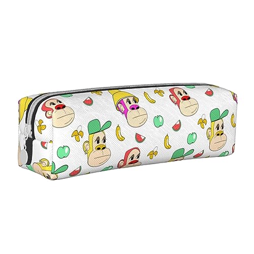 PAQGSREM Federmäppchen mit lustigem Schimpansen- und Obstmuster, Stiftehalter, Leder, Federmäppchen, Organizer, Reißverschluss, Kosmetik, Make-up, Aufbewahrungstasche, Siehe Abbildung, Einheitsgröße, PAQGSREM Federmäppchen mit lustigem Schimpansen- und Obstmuster, Stiftehalter, Leder, Federmäppchen, Organizer, Reißverschluss, Kosmetik, Make-up, Aufbewahrungstasche, Siehe Abbildung, Einheitsgröße, von PAQGSREM