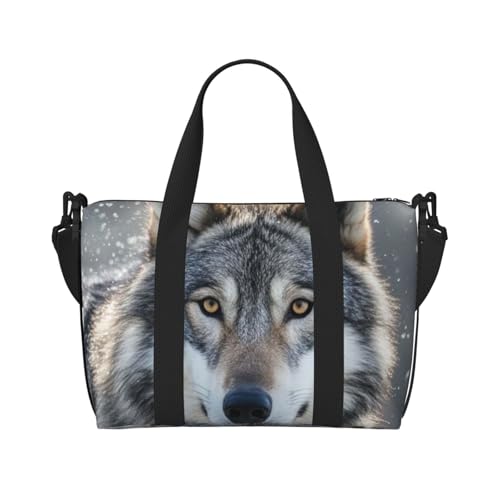 Sporttasche für Skilift mit Tannenbaum, Reisetasche für Damen und Herren, mit Schuhfach, Workout-Taschen, Wild Wild Grey Wolf, Einheitsgröße, Reisetasche Sporttasche für Skilift mit Tannenbaum, Reisetasche für Damen und Herren, mit Schuhfach, Workout-Taschen, Wild Wild Grey Wolf, Einheitsgröße, Reisetasche von PAQOLSMCKR