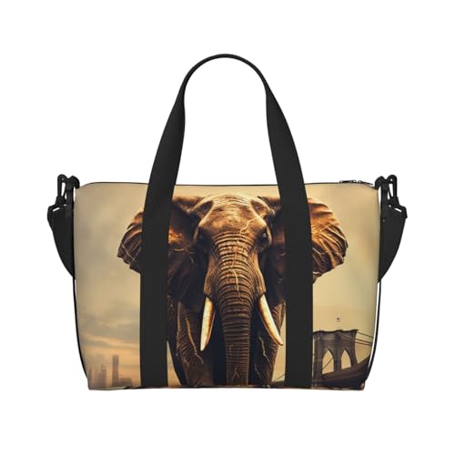 Sporttasche mit Eichhörnchen-Motiv, für Damen und Herren, Reise-Übernachtungstasche mit Schuhfach, Workout-Taschen, Elefant auf einer Brücke, Einheitsgröße, Reisetasche Sporttasche mit Eichhörnchen-Motiv, für Damen und Herren, Reise-Übernachtungstasche mit Schuhfach, Workout-Taschen, Elefant auf einer Brücke, Einheitsgröße, Reisetasche von PAQOLSMCKR