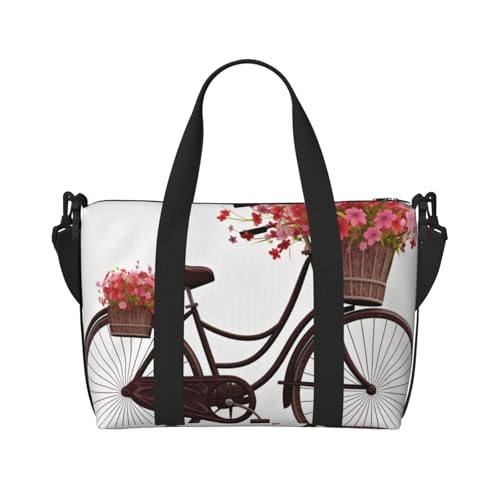 Sporttasche mit Ringschwanz Lemur Seesack für Männer und Frauen, Reise-Übernachtungstasche mit Schuhfach, Workout-Taschen, Rotes Fahrrad mit Blumen, Einheitsgröße, Reisetasche Sporttasche mit Ringschwanz Lemur Seesack für Männer und Frauen, Reise-Übernachtungstasche mit Schuhfach, Workout-Taschen, Rotes Fahrrad mit Blumen, Einheitsgröße, Reisetasche von PAQOLSMCKR