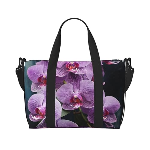 Sporttasche mit blauem Pfau, Seesack für Damen und Herren, Reise-Übernachtungstasche mit Schuhfach, Workout-Taschen, Schöne lila Orchideen, Einheitsgröße, Reisetasche Sporttasche mit blauem Pfau, Seesack für Damen und Herren, Reise-Übernachtungstasche mit Schuhfach, Workout-Taschen, Schöne lila Orchideen, Einheitsgröße, Reisetasche von PAQOLSMCKR