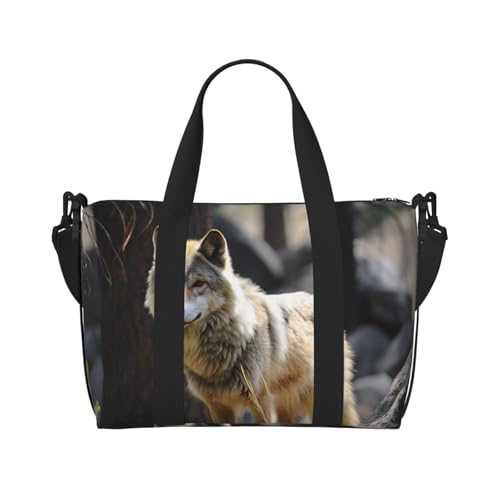 Sporttasche mit blauem Pfau, Seesack für Damen und Herren, Reise-Übernachtungstasche mit Schuhfach, Workout-Taschen, Wildlife Wolf, Einheitsgröße, Reisetasche Sporttasche mit blauem Pfau, Seesack für Damen und Herren, Reise-Übernachtungstasche mit Schuhfach, Workout-Taschen, Wildlife Wolf, Einheitsgröße, Reisetasche von PAQOLSMCKR