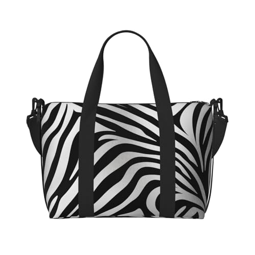 Sporttasche mit blauem Pfau, Seesack für Damen und Herren, Reise-Übernachtungstasche mit Schuhfach, Workout-Taschen, Zebramuster, Einheitsgröße, Reisetasche von PAQOLSMCKR