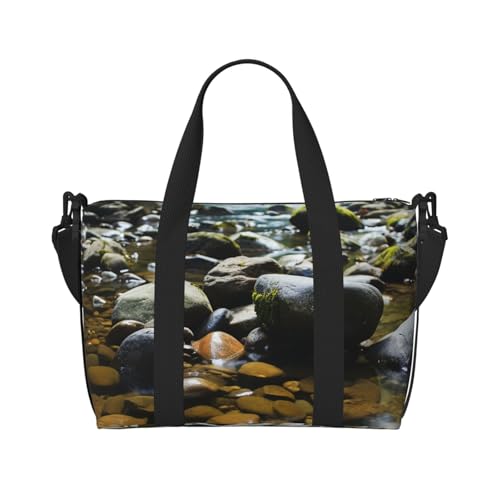 Turnbeutel Stream Stones Seesack für Männer und Frauen, Reise-Übernachtungstasche mit Schuhfach, Workout-Taschen, Stream Stones, Einheitsgröße, Reisetasche Turnbeutel Stream Stones Seesack für Männer und Frauen, Reise-Übernachtungstasche mit Schuhfach, Workout-Taschen, Stream Stones, Einheitsgröße, Reisetasche von PAQOLSMCKR