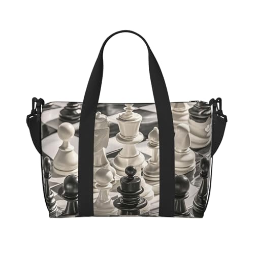 Turnbeutel schwarz und weiß Schach Seesack für Männer Frauen Reise Übernachtung Tasche mit Schuhfach Workout Taschen, Schach in Schwarz und Weiß, Einheitsgröße, Reisetasche Turnbeutel schwarz und weiß Schach Seesack für Männer Frauen Reise Übernachtung Tasche mit Schuhfach Workout Taschen, Schach in Schwarz und Weiß, Einheitsgröße, Reisetasche von PAQOLSMCKR