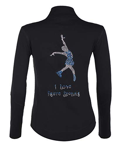PARADICE WORLD BY SKATER FOR SKATERS Eislaufen jacke mit Strasssteinen. Love Ice Skating (BLUE, SMALL) von PARADICE WORLD BY SKATER FOR SKATERS
