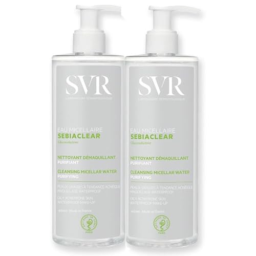 Sebiaclear Mizellenwasser | reinigt & reinigt | entfernt Verunreinigungen | gegen überschüssigen Talg | entfernt Make-up wasserfest | geeignet für empfindliche Haut | 2 x 400 ml von PARAVOSTRA