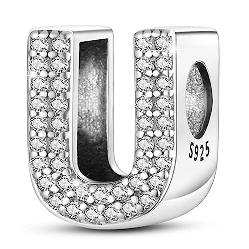 Letter Charms Fits Pandora Armbänder S925 Sterling Silber Initial Charms für Armbänder Alphabet A-Z Buchstaben Armbänder Halskette Anhänger mit Cubic Zirkonia für Frauen von PARCOM