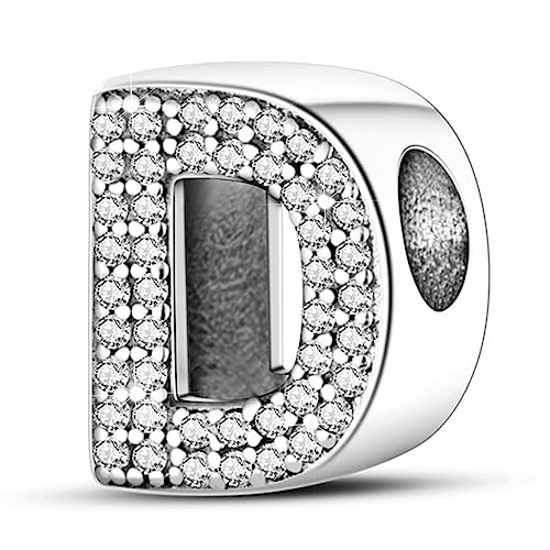 Letter Charms Fits Pandora Armbänder S925 Sterling Silber Initial Charms für Armbänder Alphabet A-Z Buchstaben Armbänder Halskette Anhänger mit Cubic Zirkonia für Frauen von PARCOM