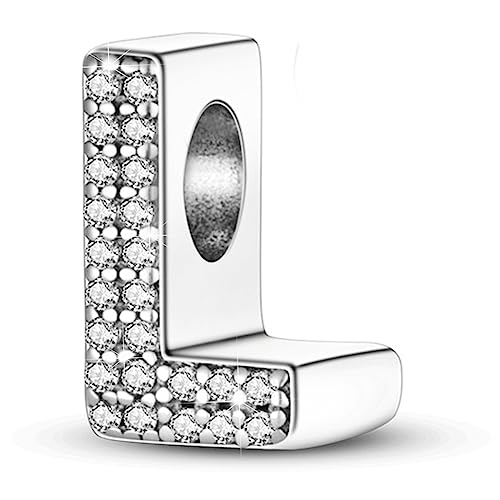 Letter Charms Fits Pandora Armbänder S925 Sterling Silber Initial Charms für Armbänder Alphabet A-Z Buchstaben Armbänder Halskette Anhänger mit Cubic Zirkonia für Frauen von PARCOM