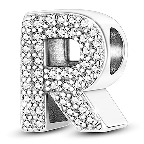 Letter Charms Fits Pandora Armbänder S925 Sterling Silber Initial Charms für Armbänder Alphabet A-Z Buchstaben Armbänder Halskette Anhänger mit Cubic Zirkonia für Frauen von PARCOM