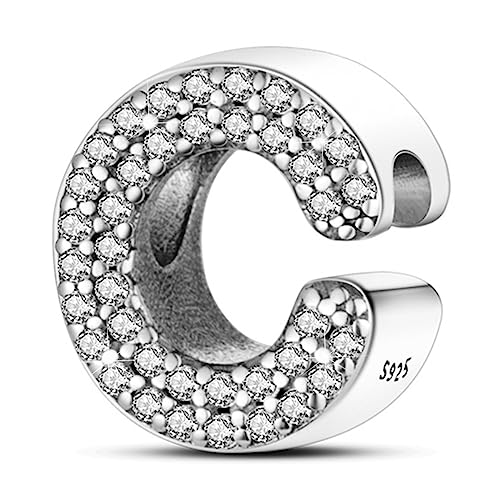 Letter Charms Fits Pandora Armbänder S925 Sterling Silber Initial Charms für Armbänder Alphabet A-Z Buchstaben Armbänder Halskette Anhänger mit Cubic Zirkonia für Frauen von PARCOM