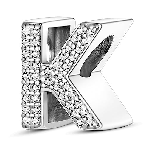 Letter Charms Fits Pandora Armbänder S925 Sterling Silber Initial Charms für Armbänder Alphabet A-Z Buchstaben Armbänder Halskette Anhänger mit Cubic Zirkonia für Frauen von PARCOM