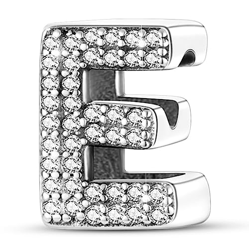 Letter Charms Fits Pandora Armbänder S925 Sterling Silber Initial Charms für Armbänder Alphabet A-Z Buchstaben Armbänder Halskette Anhänger mit Cubic Zirkonia für Frauen von PARCOM