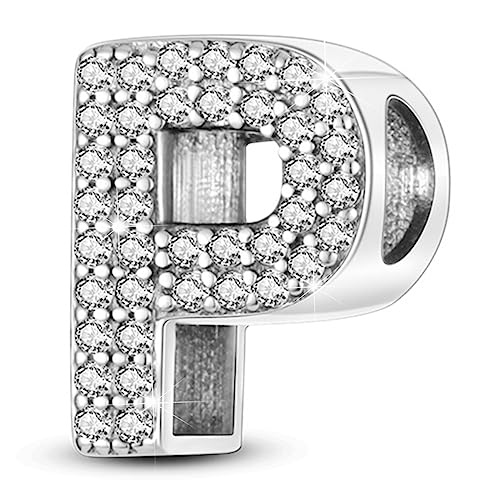 Letter Charms Fits Pandora Armbänder S925 Sterling Silber Initial Charms für Armbänder Alphabet A-Z Buchstaben Armbänder Halskette Anhänger mit Cubic Zirkonia für Frauen von PARCOM