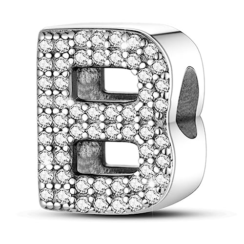 Letter Charms Fits Pandora Armbänder S925 Sterling Silber Initial Charms für Armbänder Alphabet A-Z Buchstaben Armbänder Halskette Anhänger mit Cubic Zirkonia für Frauen von PARCOM