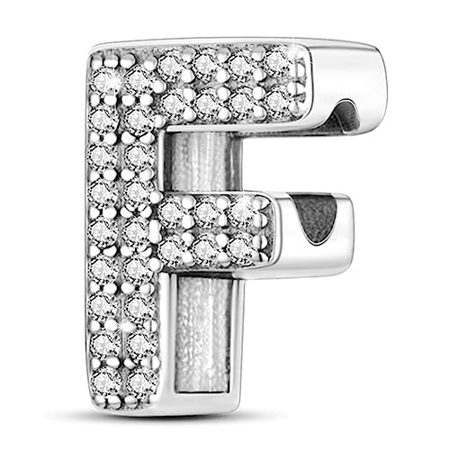 Letter Charms Fits Pandora Armbänder S925 Sterling Silber Initial Charms für Armbänder Alphabet A-Z Buchstaben Armbänder Halskette Anhänger mit Cubic Zirkonia für Frauen von PARCOM