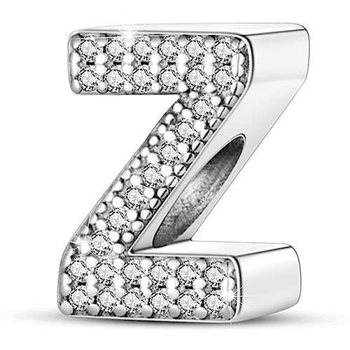Letter Charms Fits Pandora Armbänder S925 Sterling Silber Initial Charms für Armbänder Alphabet A-Z Buchstaben Armbänder Halskette Anhänger mit Cubic Zirkonia für Frauen von PARCOM