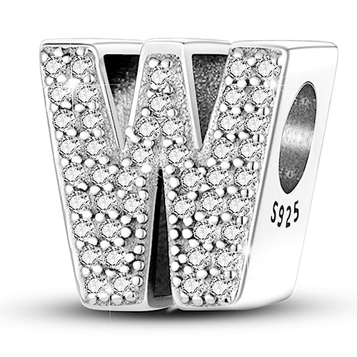 Letter Charms Fits Pandora Armbänder S925 Sterling Silber Initial Charms für Armbänder Alphabet A-Z Buchstaben Armbänder Halskette Anhänger mit Cubic Zirkonia für Frauen von PARCOM