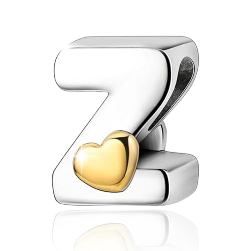 PARCOM S925 Sterling Silver Charms for Bracelets and Necklaces,Letter Charms A-Z for Bracelet Necklace with Golden Heart Initial Beads Pendant Jewelry Bracelets for Women Birthday Ceremony Christmas von PARCOM
