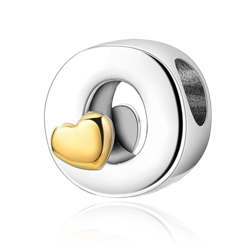 PARCOM S925 Sterling Silver Charms for Bracelets and Necklaces,Letter Charms A-Z for Bracelet Necklace with Golden Heart Initial Beads Pendant Jewelry Bracelets for Women Birthday Ceremony Christmas von PARCOM