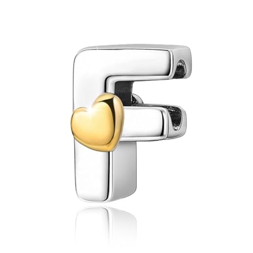 PARCOM S925 Sterling Silver Charms for Bracelets and Necklaces,Letter Charms A-Z for Bracelet Necklace with Golden Heart Initial Beads Pendant Jewelry Bracelets for Women Birthday Ceremony Christmas von PARCOM