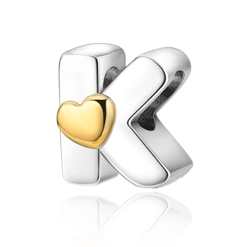 PARCOM S925 Sterling Silver Charms for Bracelets and Necklaces,Letter Charms A-Z for Bracelet Necklace with Golden Heart Initial Beads Pendant Jewelry Bracelets for Women Birthday Ceremony Christmas von PARCOM