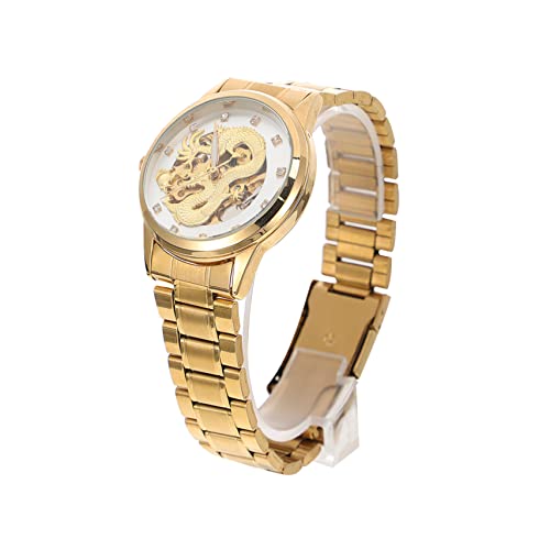 PAREKS 2pcs Herren Uhr Wasserdicht Uhr Automatische Herren Uhr Boderry Uhren für Männer Armbanduhr für Männer, Gold Uhr - weißes Zifferblatt, M von PAREKS