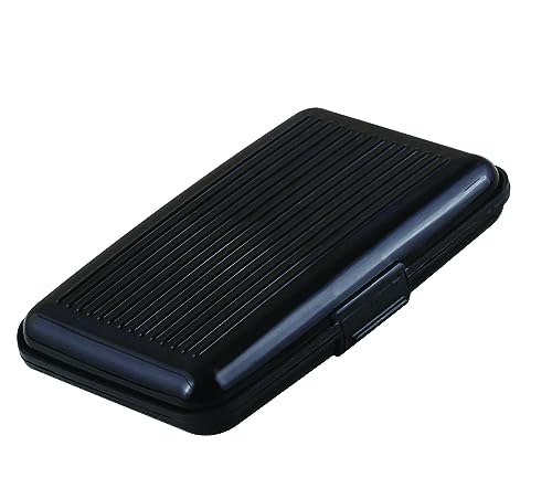 PARENCE.- Aluminium-Kartenhalter mit RFID-Blockierungstechnologie/Kartenhalter mit 6 Fächern, Knopf zum einfachen Öffnen und Schließen - Schwarze Farbe von PARENCE