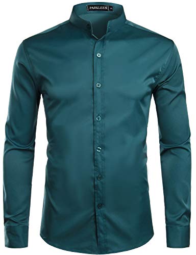 PARKLEES Herren Einfarbig Slim Fit Business Bügelleicht Langarm Hemd Freizeithemd Blaugrün XXL PARKLEES Herren Einfarbig Slim Fit Business Bügelleicht Langarm Hemd Freizeithemd Blaugrün XXL von PARKLEES