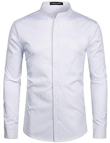 PARKLEES Herren Einfarbig Slim Fit Business Bügelleicht Langarm Hemd Freizeithemd Reines Weiß XL PARKLEES Herren Einfarbig Slim Fit Business Bügelleicht Langarm Hemd Freizeithemd Reines Weiß XL von PARKLEES