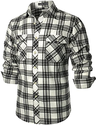 PARKLEES Herren Freizeithemden Regular Fit Button Down Check Kariert Flanellhemden mit Taschen PZLCL41 Beige XXL PARKLEES Herren Freizeithemden Regular Fit Button Down Check Kariert Flanellhemden mit Taschen PZLCL41 Beige XXL von PARKLEES