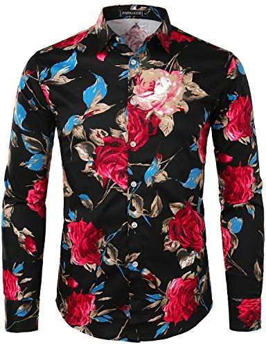 PARKLEES Herren Geblümt Langarm Sommer Freizeithemd Hawaiihemd Muster Langarmhemd 101 Schwarz XXL PARKLEES Herren Geblümt Langarm Sommer Freizeithemd Hawaiihemd Muster Langarmhemd 101 Schwarz XXL von PARKLEES