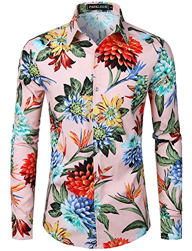 PARKLEES Herren Geblümt Langarm Sommer Freizeithemd Hawaiihemd Muster Langarmhemd 104 Rosa XXL PARKLEES Herren Geblümt Langarm Sommer Freizeithemd Hawaiihemd Muster Langarmhemd 104 Rosa XXL von PARKLEES