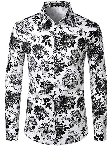 PARKLEES Herren Geblümt Langarm Sommer Freizeithemd Hawaiihemd Muster Langarmhemd 108 Schwarz XXL PARKLEES Herren Geblümt Langarm Sommer Freizeithemd Hawaiihemd Muster Langarmhemd 108 Schwarz XXL von PARKLEES