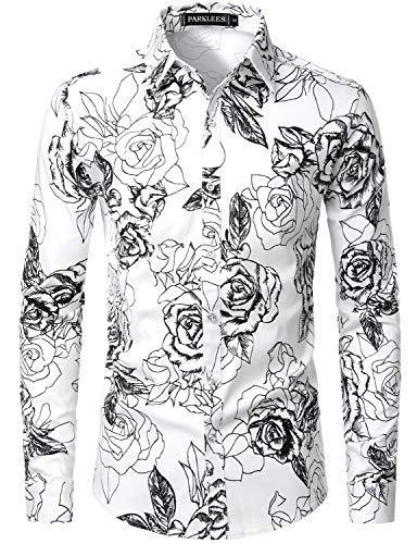 PARKLEES Herren Geblümt Langarm Sommer Freizeithemd Hawaiihemd Muster Langarmhemd 109 Weiß XXL PARKLEES Herren Geblümt Langarm Sommer Freizeithemd Hawaiihemd Muster Langarmhemd 109 Weiß XXL von PARKLEES