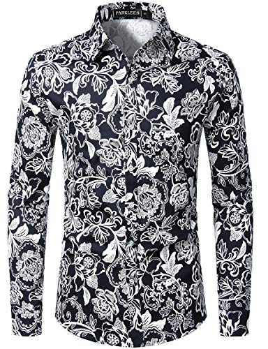 PARKLEES Herren Geblümt Langarm Sommer Freizeithemd Hawaiihemd Muster Langarmhemd 110 Schwarz XXXL PARKLEES Herren Geblümt Langarm Sommer Freizeithemd Hawaiihemd Muster Langarmhemd 110 Schwarz XXXL von PARKLEES