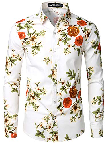 PARKLEES Herren Geblümt Langarm Sommer Freizeithemd Hawaiihemd Muster Langarmhemd 111 Weiß XL PARKLEES Herren Geblümt Langarm Sommer Freizeithemd Hawaiihemd Muster Langarmhemd 111 Weiß XL von PARKLEES