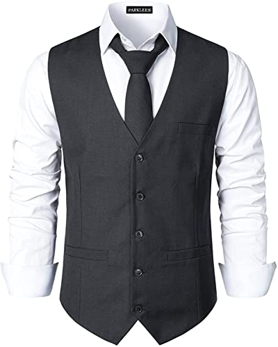 PARKLEES Herren Hipster Urban Design Business formelle Weste Slim Fit Anzug Smoking Kleid Weste, anthrazit, XL PARKLEES Herren Hipster Urban Design Business formelle Weste Slim Fit Anzug Smoking Kleid Weste, anthrazit, XL von PARKLEES