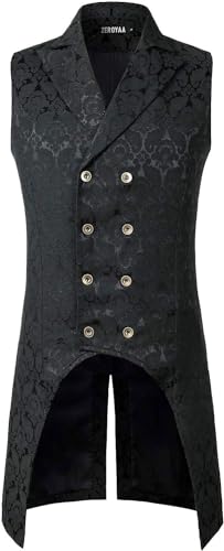 PARKLEES Herren Jacquard Gothisch Steampunk Zweireiher Smoking Slim Fit West Anzugweste SV11 Schwarz L PARKLEES Herren Jacquard Gothisch Steampunk Zweireiher Smoking Slim Fit West Anzugweste SV11 Schwarz L von PARKLEES