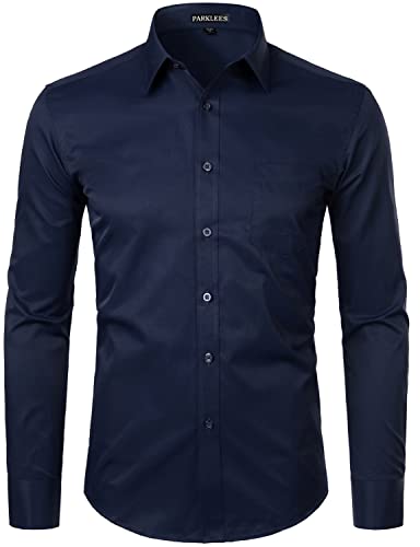 PARKLEES Herren Langarm Slim Fit Freizeit Business Hochzeit Hemd mit Brusttasche PYZSGCL02 Navy XXL PARKLEES Herren Langarm Slim Fit Freizeit Business Hochzeit Hemd mit Brusttasche PYZSGCL02 Navy XXL von PARKLEES