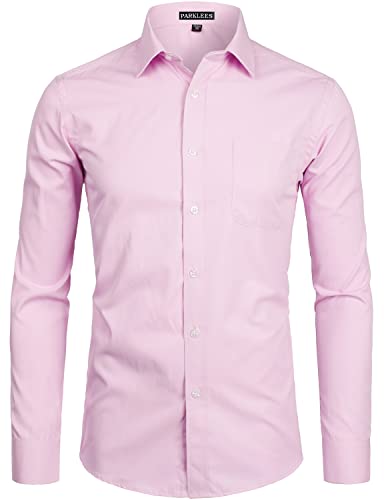 PARKLEES Herren Langarm Slim Fit Freizeit Business Hochzeit Hemd mit Brusttasche PZSSCL01 Pink XXL PARKLEES Herren Langarm Slim Fit Freizeit Business Hochzeit Hemd mit Brusttasche PZSSCL01 Pink XXL von PARKLEES
