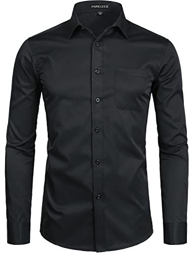 PARKLEES Herren Langarm Slim Fit Freizeit Business Hochzeit Hemd mit Brusttasche PZSSCL01 Schwarz XXXL PARKLEES Herren Langarm Slim Fit Freizeit Business Hochzeit Hemd mit Brusttasche PZSSCL01 Schwarz XXXL von PARKLEES
