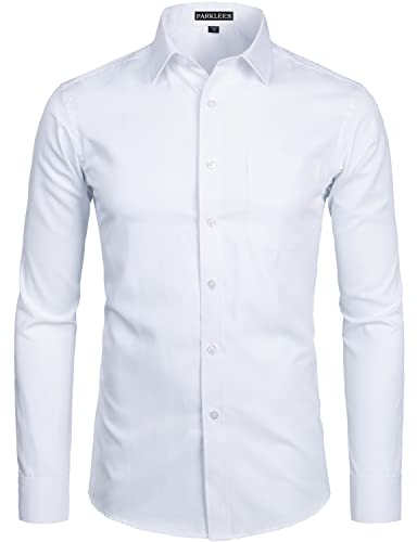 PARKLEES Herren Langarm Slim Fit Freizeit Business Hochzeit Hemd mit Brusttasche PZSSCL01 Weiß L PARKLEES Herren Langarm Slim Fit Freizeit Business Hochzeit Hemd mit Brusttasche PZSSCL01 Weiß L von PARKLEES