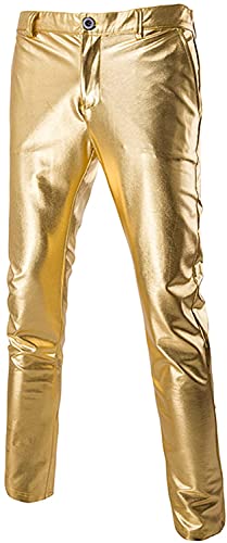 PARKLEES Nightclub-Hose für Herren in Metallic-Gold mit geradem Bein, gold, 32 von PARKLEES