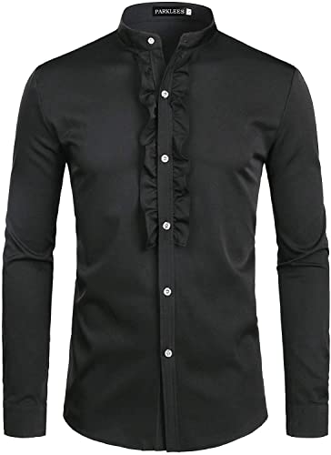 PARKLEES Herren-Smoking-Hemden, schmale Passform, langärmelig, für Abschlussball, Smoking-Kleid, Z69-black, L PARKLEES Herren-Smoking-Hemden, schmale Passform, langärmelig, für Abschlussball, Smoking-Kleid, Z69-black, L von PARKLEES