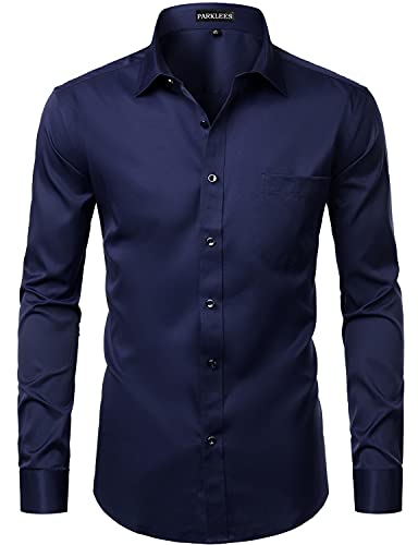 PARKLEES Herren Tailliert Freizeit Langarm Hemd Businesshemd für Hochzeit Business Navy L PARKLEES Herren Tailliert Freizeit Langarm Hemd Businesshemd für Hochzeit Business Navy L von PARKLEES
