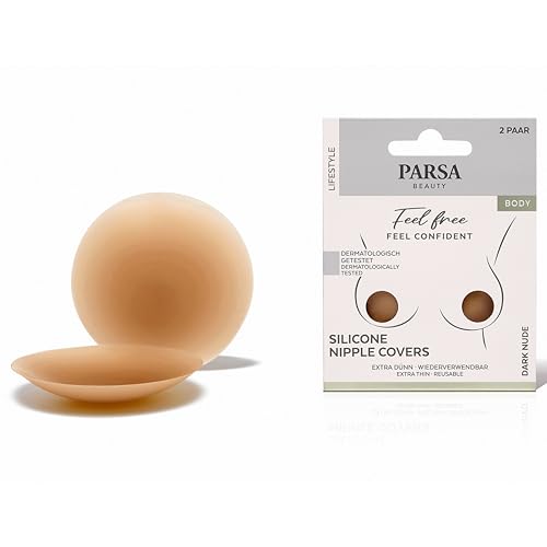 PARSA Beauty Silicone Nipple Cover (Dark Nude) – Unsichtbare BH-Alternative für A-D Körbchen – Wiederverwendbar & wasserresistent – 100% Blickdicht – Nippel Cover Damen von PARSA Beauty