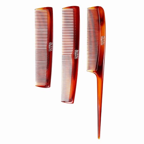 PARSA Beauty Styling-Kammset Basic Line – 3-teiliges Kamm-Set aus 100 % recyceltem Material – hitzebeständig & kopfhautschonend – für nasses & trockenes Haar – ideal für Frauen & Männer von PARSA Beauty